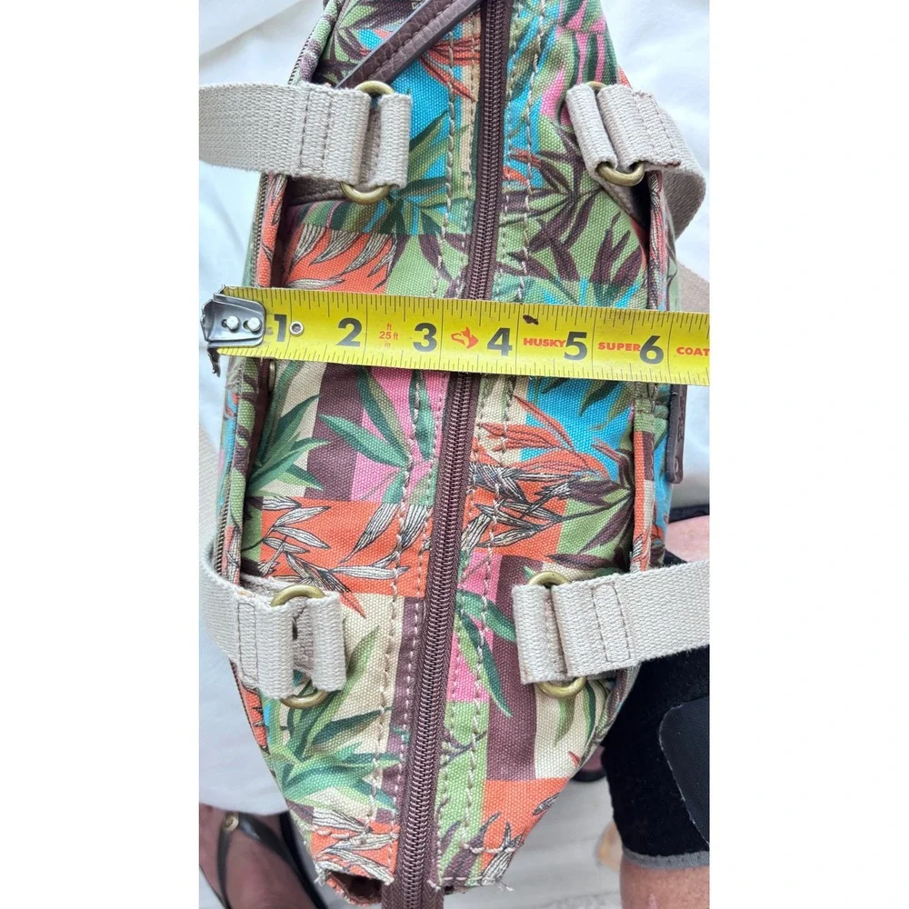 Color Block Palms Design Canvas Short Hobo Purse 13 × 8